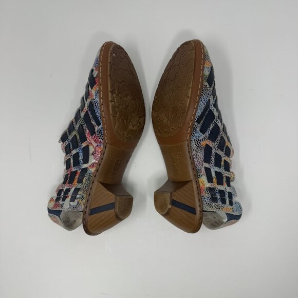 Reiker Sina Multicolour Woven Leather Sling Back Heels EU 37 - Picture 5 of 8
